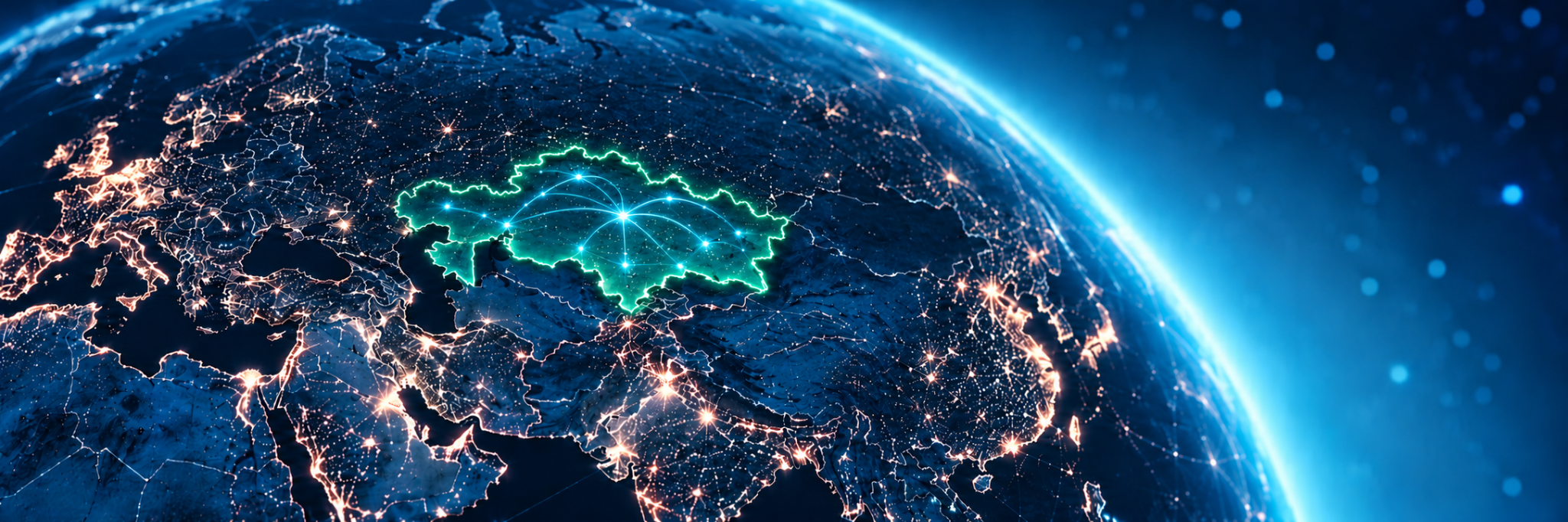 Digital globe highlighting Kazakhstan